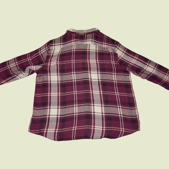 NEW Lucky Brand Men XXL Burgundy Plaid Flannel Textured Button Shirt Long Sleeve - Picture 2 of 13
